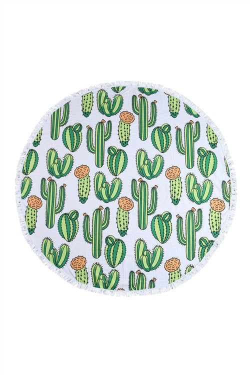 Cactus Round Beach Towel