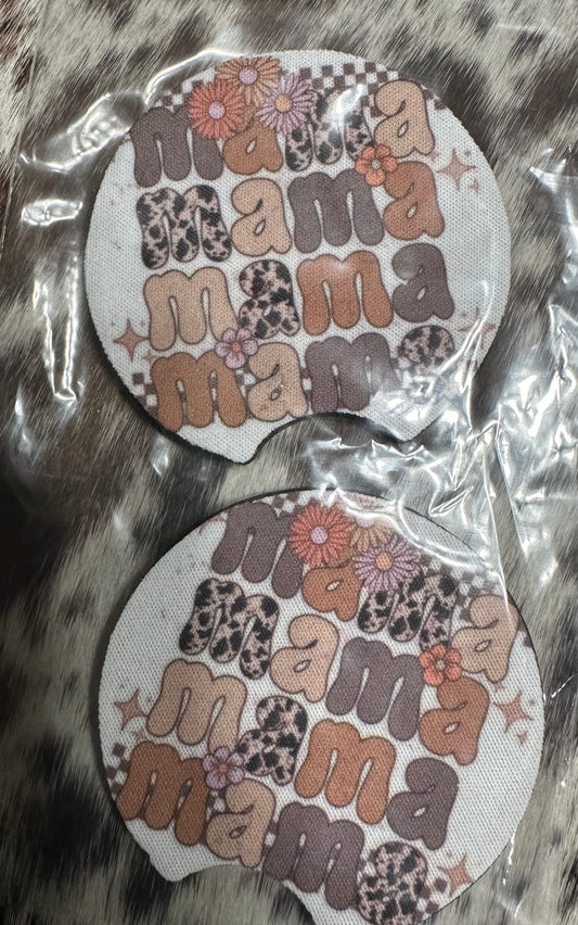 Mama neoprene car coasters